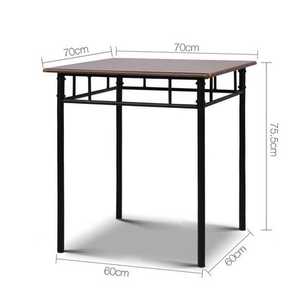 Artiss Metal Table and Chairs - Walnut & Black Kings Warehouse 
