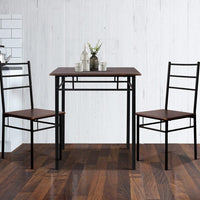 Artiss Metal Table and Chairs - Walnut & Black Kings Warehouse 