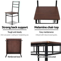 Artiss Metal Table and Chairs - Walnut & Black Kings Warehouse 