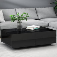 Artiss Modern Coffee Table 4 Storage Drawers High Gloss Living Room Furniture Black Kings Warehouse 