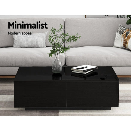 Artiss Modern Coffee Table 4 Storage Drawers High Gloss Living Room Furniture Black Kings Warehouse 
