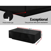 Artiss Modern Coffee Table 4 Storage Drawers High Gloss Living Room Furniture Black Kings Warehouse 