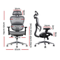 Artiss Office Chair Computer Gaming Chair Mesh Net Seat Grey Office Supplies Kings Warehouse 
