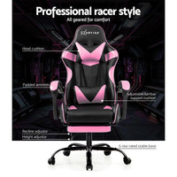 Artiss Office Chair Gaming Chair Computer Chairs Recliner PU Leather Seat Armrest Footrest Black Pink Artiss Kings Warehouse 