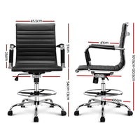 Artiss Office Chair Veer Drafting Stool Mesh Chairs Armrest Standing Desk Black Kings Warehouse 