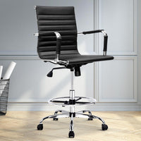 Artiss Office Chair Veer Drafting Stool Mesh Chairs Armrest Standing Desk Black Kings Warehouse 