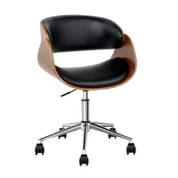 Artiss Office Chair Wooden and Leather Black Office Supplies Kings Warehouse 