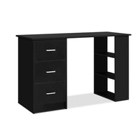 Kings Office Computer Desk Student Study Table Workstation 3 Drawers 120cm Black