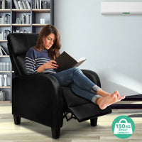 Artiss PU Leather Reclining Armchair - Black Furniture Kings Warehouse 
