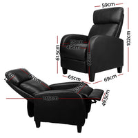 Artiss PU Leather Reclining Armchair - Black Furniture Kings Warehouse 