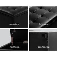 Artiss PU Leather Storage Ottoman - Black Furniture > Bedroom Kings Warehouse 