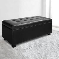 Artiss PU Leather Storage Ottoman - Black Furniture > Bedroom Kings Warehouse 