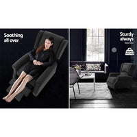 Artiss Recliner Chair Adjustable Sofa Lounge Soft Suede Armchair Couch Charcoal Bar Stools & Chairs Kings Warehouse 