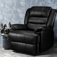 Artiss Recliner Chair Armchair Luxury Single Lounge Sofa Couch Leather Black Furniture > Bar Stools & Chairs Kings Warehouse 