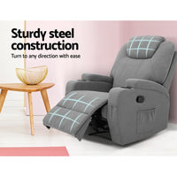 Artiss Recliner Chair Electric Massage Chairs Heated Lounge Sofa Fabric Grey Health & Beauty > Massage Kings Warehouse 