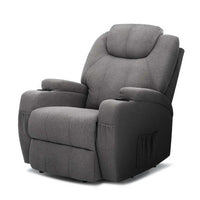 Paris Recliner Chair Electric Massage Chairs Heated Lounge Sofa Fabric Grey