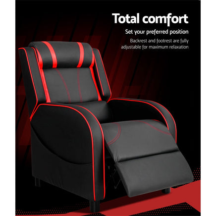 Artiss Recliner Chair Gaming Racing Armchair Lounge Sofa Chairs Leather Black Health & Beauty > Massage Kings Warehouse 