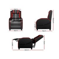 Artiss Recliner Chair Gaming Racing Armchair Lounge Sofa Chairs Leather Black Health & Beauty > Massage Kings Warehouse 