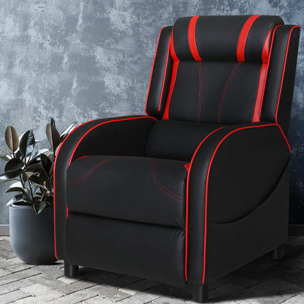 Artiss Recliner Chair Gaming Racing Armchair Lounge Sofa Chairs Leather Black Health & Beauty > Massage Kings Warehouse 