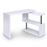 Kings Rotary Corner Desk with Bookshelf - White
