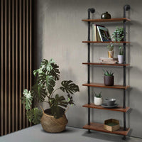 Artiss Rustic Wall Shelves Display Bookshelf Industrial DIY Pipe Shelf Brackets DIY Kings Warehouse 