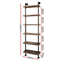 Artiss Rustic Wall Shelves Display Bookshelf Industrial DIY Pipe Shelf Brackets DIY Kings Warehouse 