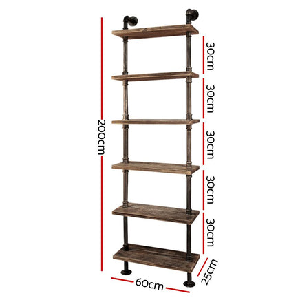 Artiss Rustic Wall Shelves Display Bookshelf Industrial DIY Pipe Shelf Brackets DIY Kings Warehouse 