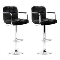 Artiss Set of 2 Bar Stools Gas lift Swivel Armrests - Steel and Black Bar Stools & Chairs Kings Warehouse 