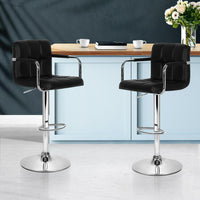 Artiss Set of 2 Bar Stools Gas lift Swivel Armrests - Steel and Black Bar Stools & Chairs Kings Warehouse 