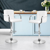 Artiss Set of 2 Bar Stools Gas lift Swivel - Steel and White Bar Stools & Chairs Kings Warehouse 