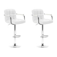Kings Set of 2 Bar Stools Gas lift Swivel - Steel and White