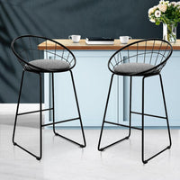 Artiss Set of 2 Bar Stools Steel Fabric - Grey and Black Bar Stools & Chairs Kings Warehouse 