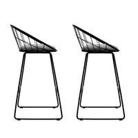 Artiss Set of 2 Bar Stools Steel Fabric - Grey and Black Bar Stools & Chairs Kings Warehouse 