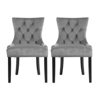Artiss Set of 2 Dining Chairs French Provincial Retro Chair Wooden Velvet Fabric Grey Dining Kings Warehouse 