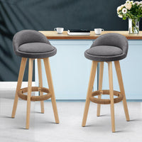 Artiss Set of 2 Fabric Backrest Bar Stools - Grey Bar Stools & Chairs Kings Warehouse 