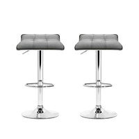 Artiss Set of 2 Fabric Bar Stools Swivel Bar Stools- Grey Chrome Furniture Kings Warehouse 