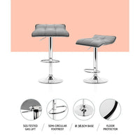 Artiss Set of 2 Fabric Bar Stools Swivel Bar Stools- Grey Chrome Furniture Kings Warehouse 
