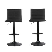 Artiss Set of 2 Faux Linen Bar Stools - Black Bar Stools & Chairs Kings Warehouse 