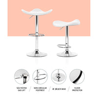Artiss Set of 2 Gas Lift Bar Stools PU Leather - White and Chrome Furniture Kings Warehouse 