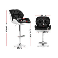 Artiss Set of 2 Kitchen Bar Stools - White, Black and Chrome Bar Stools & Chairs Kings Warehouse 