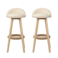 Artiss Set of 2 PU Leather Backrest Bar Stools - Beige Bar Stools & Chairs Kings Warehouse 