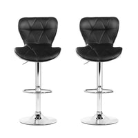 Artiss Set of 2 PU Leather Patterned Bar Stools - Black and Chrome Bar Stools & Chairs Kings Warehouse 