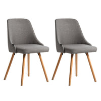 Artiss Set of 2 Replica Dining Chairs Beech Wooden Timber Chair Kitchen Fabric Grey Dining Kings Warehouse 