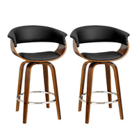 Artiss Set of 2 Swivel PU Leather Bar Stool - Wood and Black Bar Stools & Chairs Kings Warehouse 