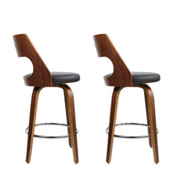 Artiss Set of 2 Wooden Bar Stools PU Leather - Black and Wood Bar Stools & Chairs Kings Warehouse 
