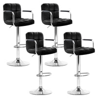 Artiss Set of 4 Bar Stools Gas lift Swivel Armrests - Steel and Black Bar Stools & Chairs Kings Warehouse 