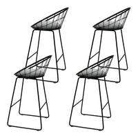 Artiss Set of 4 Bar Stools Steel Fabric - Grey and Black Bar Stools & Chairs Kings Warehouse 