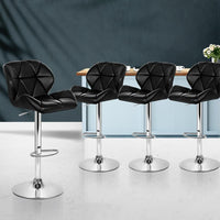 Artiss Set of 4 Kitchen Bar Stools - Black and Chrome Bar Stools & Chairs Kings Warehouse 