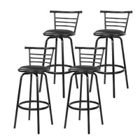 Artiss Set of 4 PU Leather Bar Stools - Black and Steel Bar Stools & Chairs Kings Warehouse 