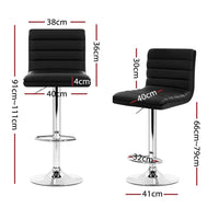 Artiss Set of 4 PU Leather Lined Pattern Bar Stools- Black and Chrome Bar Stools & Chairs Kings Warehouse 